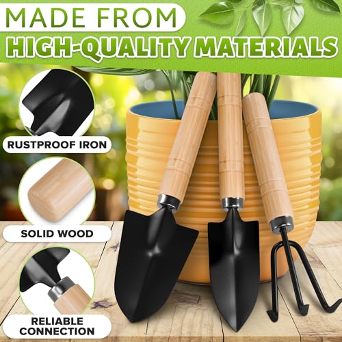 3-Piece Ergonomic Hand Instrument Set for Gardening - Consists of Hand Shovel, Trowel, and Small Rake for Planting and Edging - Sturdy Instruments for Indoor Crops and Backyard Use