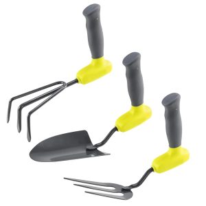 3-Piece Stainless Metal Backyard Device Set with Upright Handles, Ideally suited for These with Hand Joint Points/Arthritis – Good Gardening Present