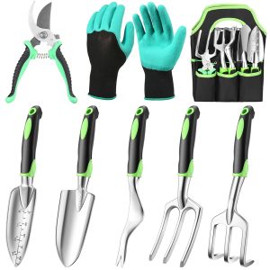 8-Piece Backyard Instrument Set with Non-Slip Ergonomic Handles – Light-weight, Rust-Proof Aluminum Alloy Gardening Instruments, Good Present for Ladies