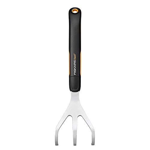 Fiskars Xact Hand Cultivator: Stainless Metal Weeder with SoftGrip Deal with, Strong Software for Soil Loosening and Aeration, Excellent for Flower and Backyard Beds