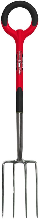 Radius Backyard 20311 PRO Ergonomic Stainless Metal Digging Fork in Crimson