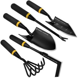 Final Backyard Software Set – Contains Heavy-Responsibility Stainless Metal Hand Cultivator, Transplant Shovel, Trowel, Crack Weeder, and Dandelion Weeder – The Excellent Unbreakable Gardening…